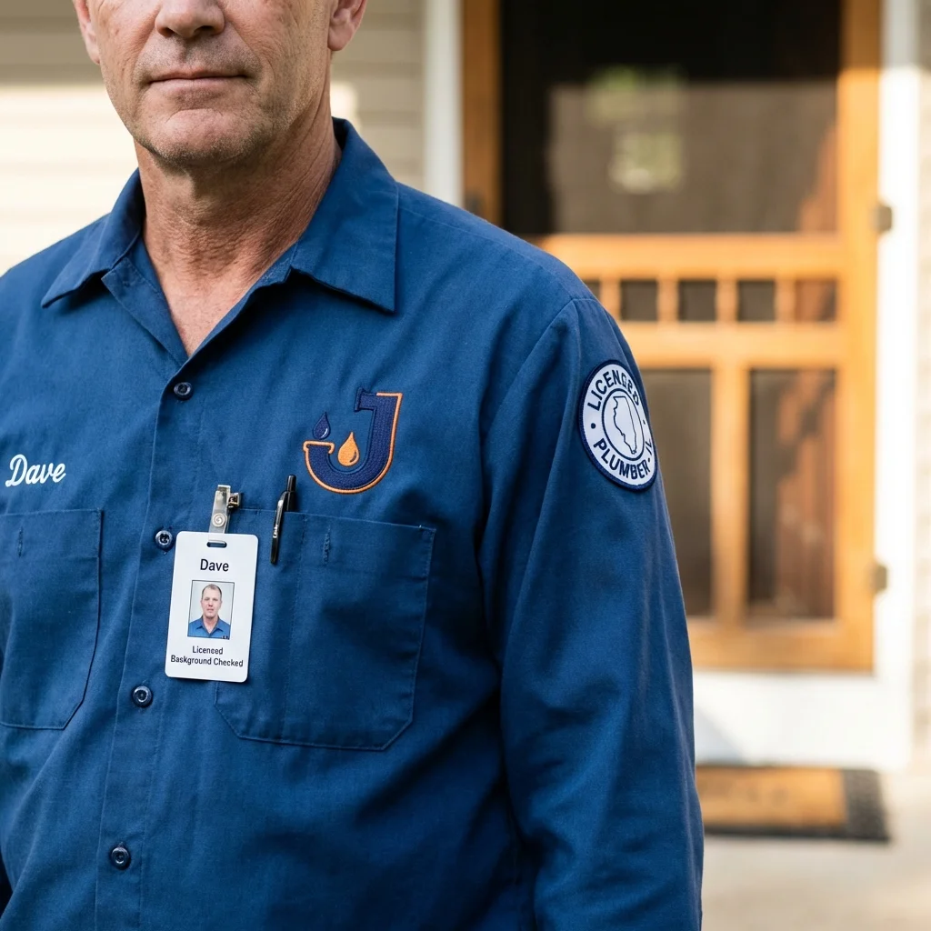 Licensed plumber showing ID badge in Bayville, NJ