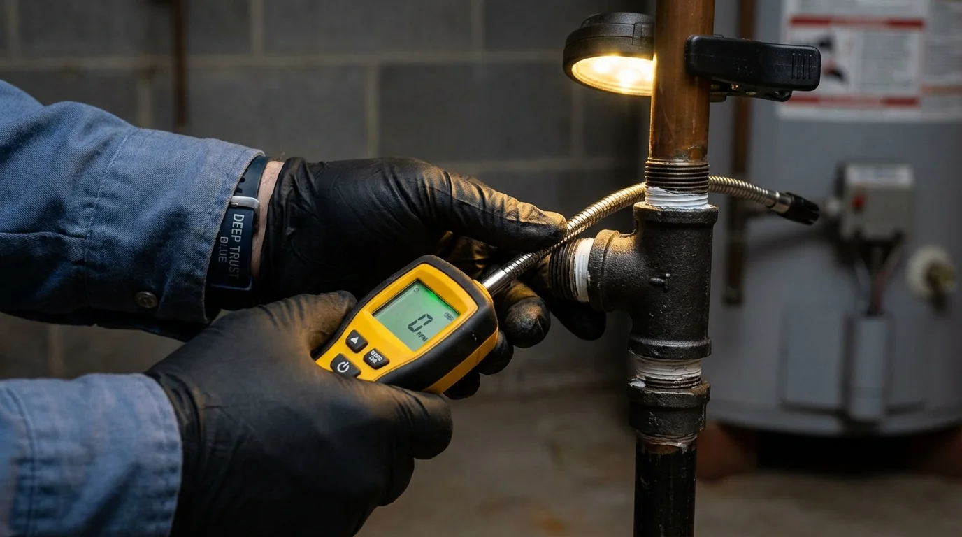 Gas leak detection with electronic sniffer by Johns Plumbing LLC in Bayville