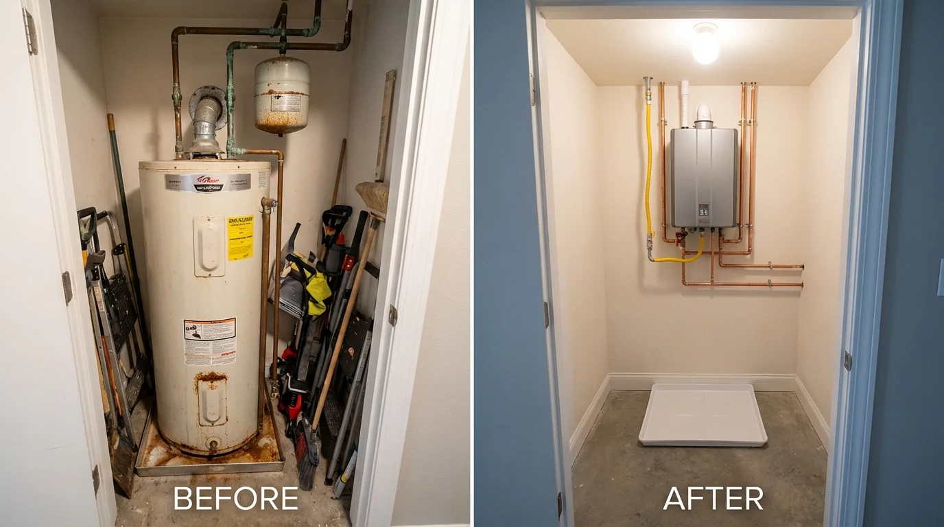 Tank water heater versus wall-mounted tankless unit comparison for Bayville, NJ homeowners